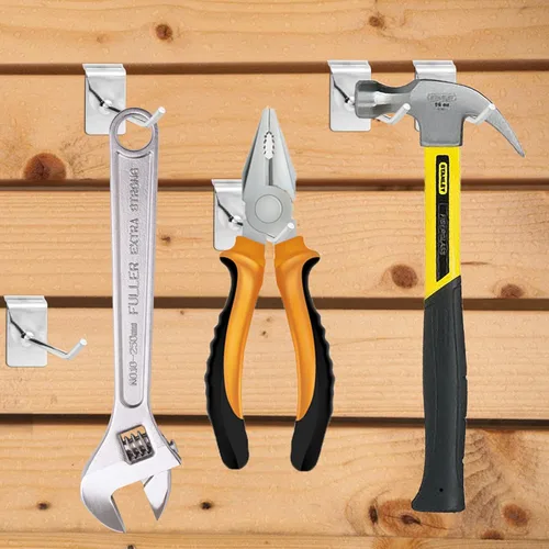 Miniatura 6 de 100 ganchos de pared de 4 pulgadas, ganchos plateados resistentes para paneles de pared de tablones, tableros de clavijas y paneles de rejilla