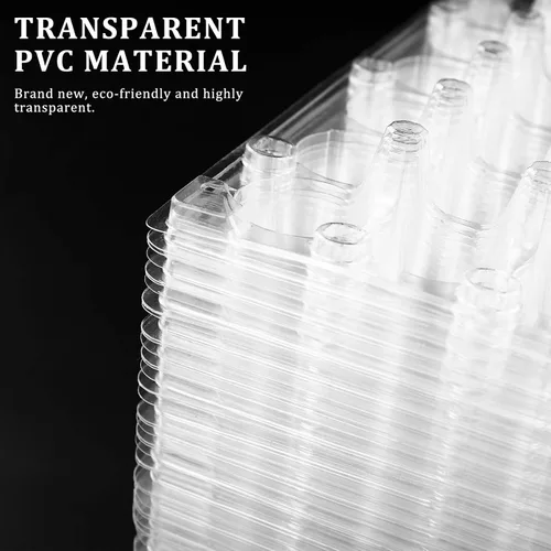 Miniatura 5 de BSETONZON - 50 unidades de 18 rejillas pequeñas de codorniz de PVC apilable caja de almacenamiento de huevos/dispensador de huevos transparente caja