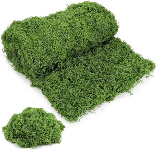 Musgo falso para manualidades, 39 x 39 pulgadas, tapete de musgo sintético con tela base para plantas y 3.53 oz (3.53 onzas), césped artificial