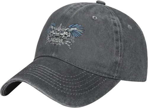 Cowboy Hat Trendy Hats for Man and Women Djustable Four Season Outdoor Baseball Cap of Hell Skull with Angel Deep Heather