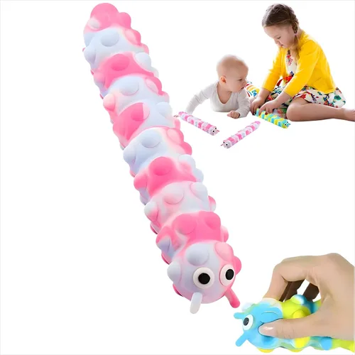 Miniatura 12 de 4 juguetes 3D de oruga para ansiedad con 10 segundos de iluminación, juguetes sensoriales de silicona con succión, antiansiedad, entrenador