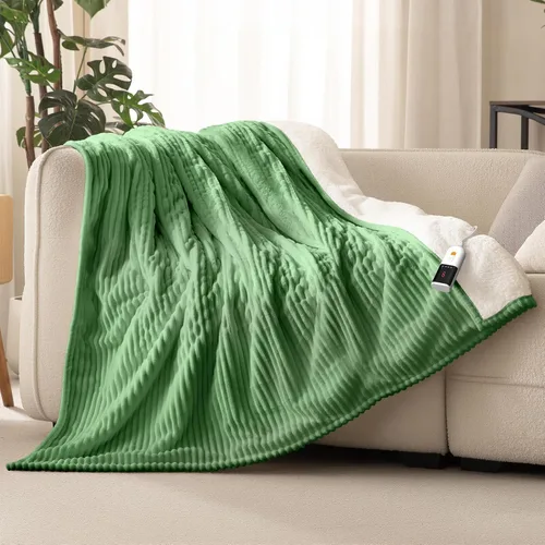 Miniatura 11 de Reaks - Manta eléctrica térmica de franela sedosa y sherpa, manta de calentamiento con 5 niveles de calor y 3 horas de apagado automático, regalos