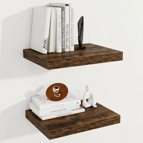 Miniatura 28 de Fun Memories Estantes flotantes de 12 pulgadas de profundidad, estantes de pared de madera de 16 x 12 pulgadas, estante de almacenamiento rústico