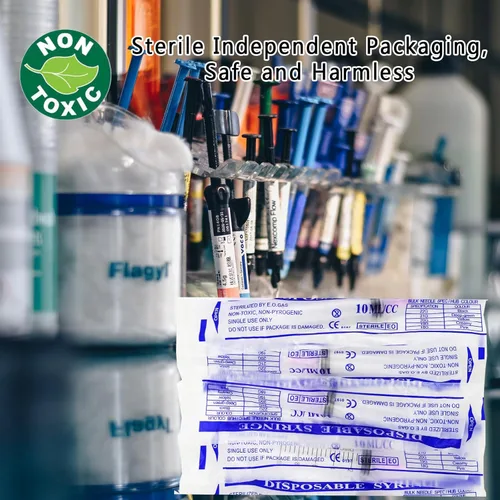 Miniatura 2 de 40 jeringas Luer lock de 0.3 fl oz con agujas de 18ga, jeringas y agujas de plástico desechables de embalaje individual para laboratorios
