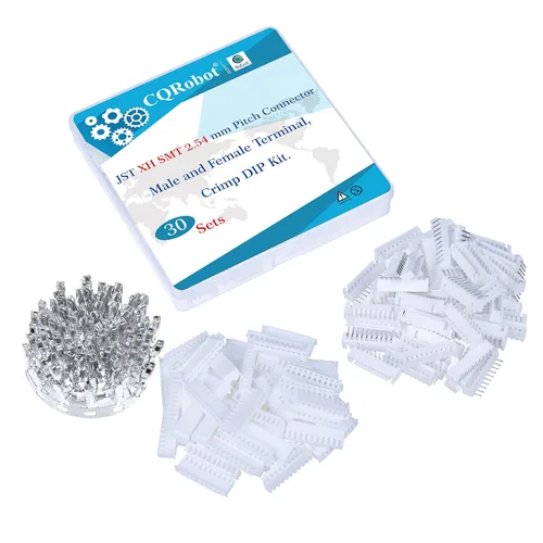 Miniatura 69 de CQRobot JST EL 4.5 mm de paso 2 pines conector electrónico IC macho, enchufes hembra carcasa y kit de terminales de crimpado en T macho/hembra. 50