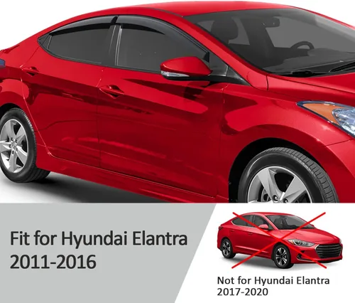 Miniatura 4 de Voron Glass - Protectores de lluvia con cinta adhesiva extra duraderos para Hyundai Elantra 2011-2016 Sedán, deflectores de ventana, viseras