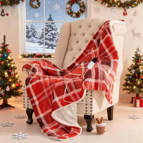 Miniatura 15 de SnugLife Manta térmica eléctrica con 6 niveles de calentamiento rápido, 4 horas de apagado automático, ultra coza y cálida manta eléctrica de piel