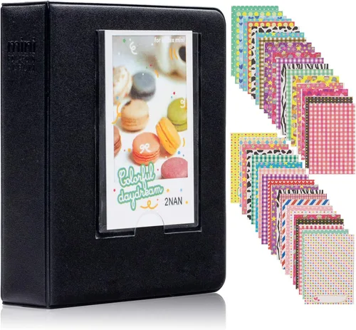Miniatura 20 de Ablus - Álbum de fotos con 64 bolsillos para fotos instantáneas de cámaras Fujifilm Instax Mini 7s 8 8+ 9 25 26 50s 70 90 y letrero, pequeño Azul