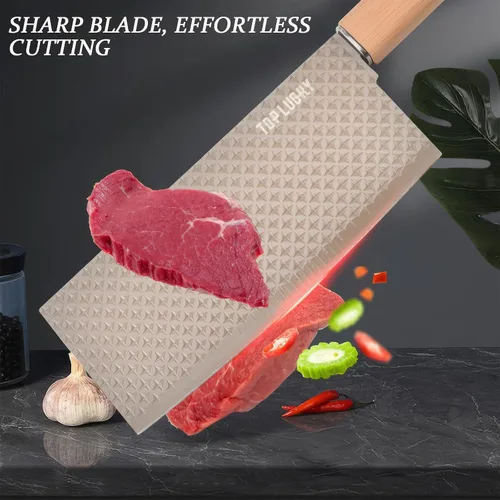 Miniatura 4 de Juego de cuchillos de cocina profesional de 7 piezas con bloque universal de cuchillos, juego de bloques de cuchillos súper afilados con mango Beige