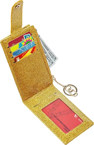 Miniatura 26 de Tarjetero delgado con bloqueo RFID, billetera de bolsillo pequeño, con cremallera Keychian para monedero, monedero y tarjetero para mujeres y hombres