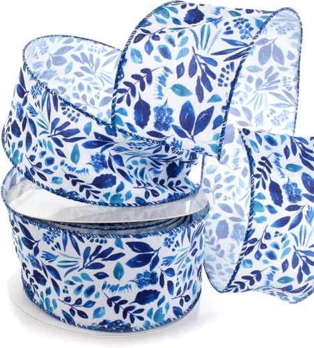 Miniatura 7 de Ribbon Traditions Cinta con alambre de ramitas verdes beige 2 1/2" x 10 yardas