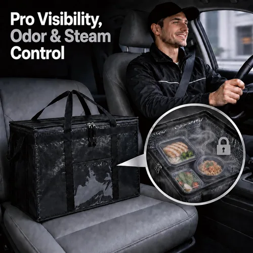 Miniatura 4 de NZ home Durable 3XL PRO Bolsa Térmica Aislada y Calentador de Alimentos para Entrega y Compras de Comestibles con Cremallera Superior, Azul Grado