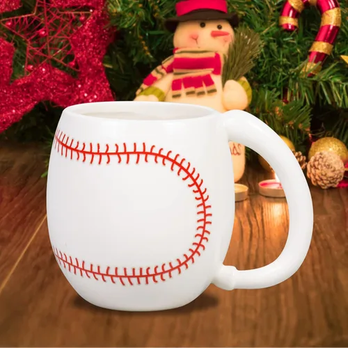 Miniatura 8 de Ceramicfor Taza de café de béisbol, regalo de Navidad novedoso para hombres, mujeres, todos los amantes del deporte, 14 onzas, color blanco