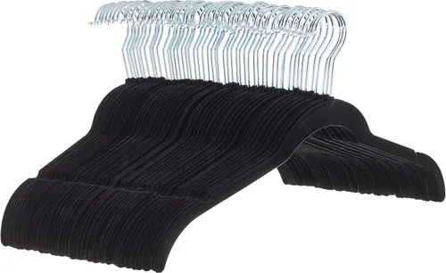 Miniatura 13 de Amazon Basics Perchas antideslizantes de terciopelo delgado que ahorran espacio para la organización del armario, gris/plata, paquete de 30