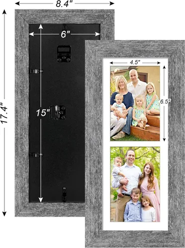 Miniatura 542 de Marcos de Fotos Collage de 13.5X15.5 con 7 Aberturas para Fotos de 4X6, Marco de Fotos Múltiples con Paspartú para Decoración de Pared, Grano