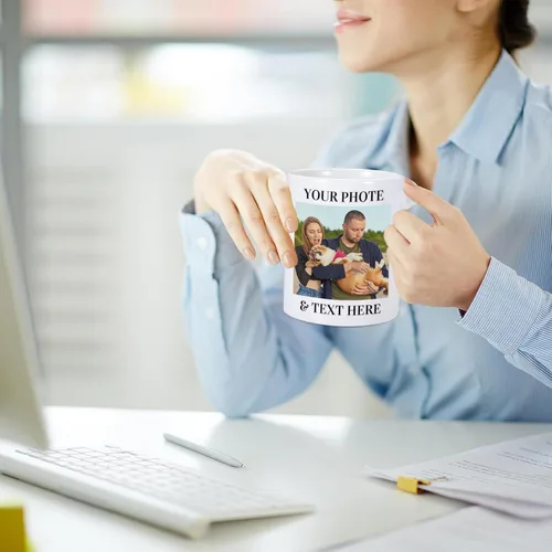 Miniatura 6 de Taza personalizada, tazas de café personalizadas con imagen y texto, taza de cerámica de 11 onzas, regalos personalizados para mamá papá, regalo