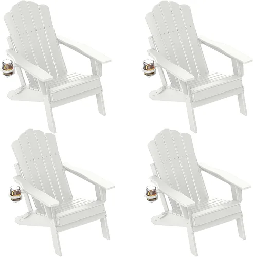 Miniatura 8 de FOOWIN Adirondack - Silla plegable de polietileno de alta densidad para patio con soporte para tazas, silla de plástico resistente de 400 libras