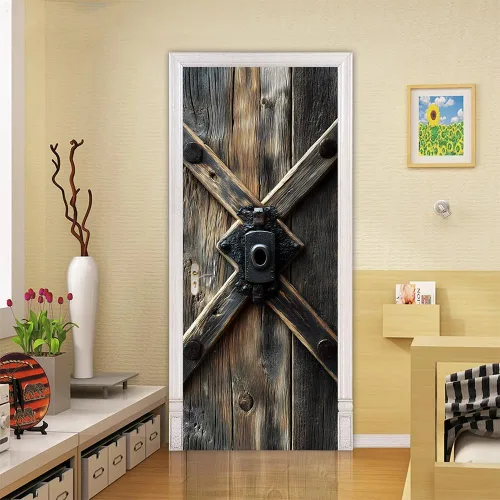 Miniatura 63 de Calcomanías 3D para puerta, murales para despegar y pegar, cocodrilo negro, calcomanías de pared, autoadhesivas, extraíbles, impermeables, de PVC