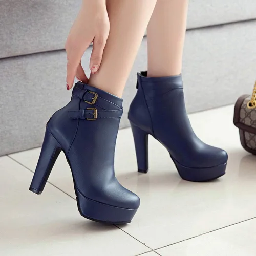 Miniatura 40 de Scaoruki Zapatos de otoño de moda para mujer, botines de tacón de bloque