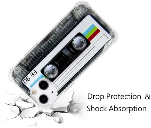 Miniatura 7 de FAteamll Funda para iPhone 13 Mini, acabado mate, resistente, suave, con esquinas reforzadas, TPU suave, parachoques retro, funda de cinta de casete