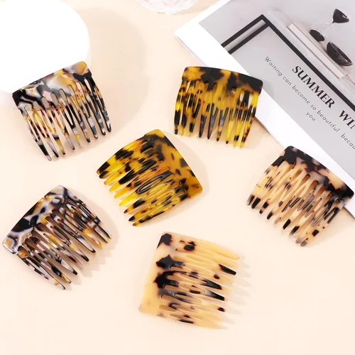 Miniatura 2 de 6 peines laterales franceses para accesorios de peinado, clips decorativos de sujeción fuerte para cabello de mujer (marrón, negro, rojo)