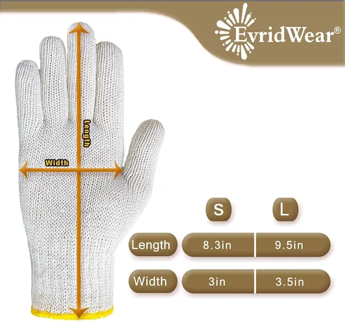 Miniatura 6 de Evridwear Guantes de Trabajo de Algodón de Punto de Hilo de Trabajo Ligero Forro de Guantes para Barbacoa para Cocinar al Aire Libre, Pintura
