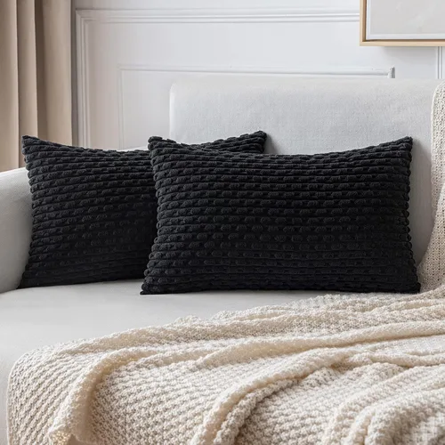 Miniatura 62 de MIULEE - Paquete de 2 fundas de cojín decorativas, modernas y boho, de terciopelo, con textura a rayas, para sofá, cama, sala de estar, decoración