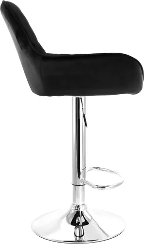 Miniatura 6 de Elama Taburetes de bar de terciopelo ajustables de 2 piezas en negro con base cromada, (ELM-221E)