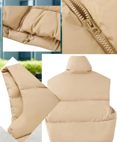 Miniatura 5 de Chaleco corto acolchado para invierno para mujer, ligero, sin mangas, chaleco acolchado para exteriores