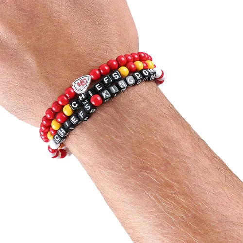 Miniatura 4 de FOCO NFL unisex-adult NFL Team Logo Officially Licensed 3-Pack Beaded Friendship Bracelets Cuentas