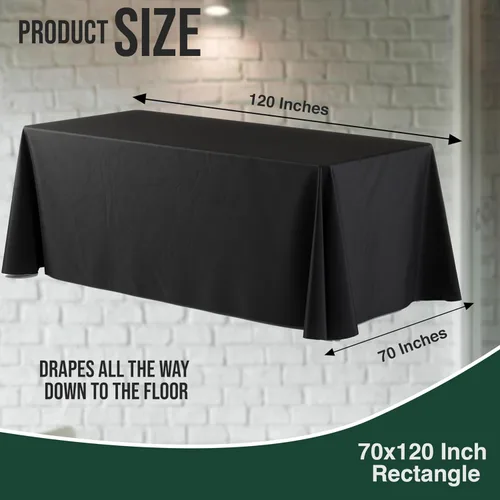 Miniatura 2 de Paquete de 6 manteles rectangulares desechables de plástico color negro, 70 x 120 pulgadas, para fiestas, mantel rectangular, manteles desechables