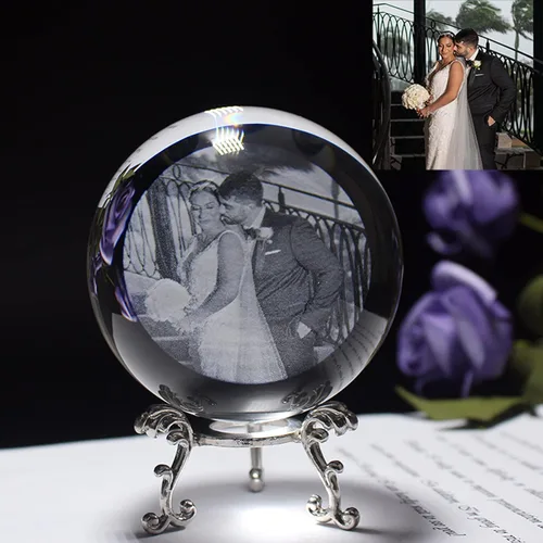 Bola de fotos de cristal personalizada, bola de cristal con foto personalizada, accesorios de decoración del hogar, esfera de cristal para fotos de