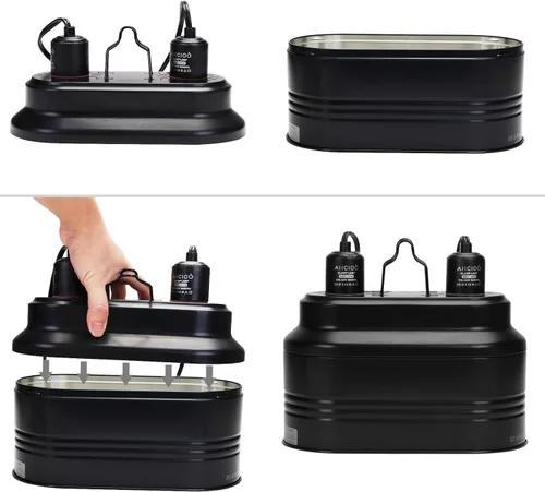 Miniatura 5 de Aiicioo Lámpara Doble para Reptiles - Lámpara para Dragón Barbudo Lámpara de Calor Doble para Reptiles Cúpula Máx 160 Vatios Terrario Luz UVB