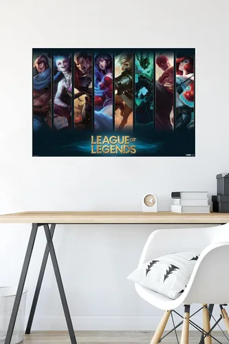 Miniatura 4 de League of Legends - Póster de pared de campeones, 22.4 pulgadas de largo x 14.7 pulgadas de ancho, versión enmarcada de madera de granero