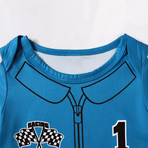 Miniatura 6 de Traje de primer cumpleaños para bebé niño, ropa de cumpleaños de un año, mameluco de conductor de coche de carrera para primer cumpleaños