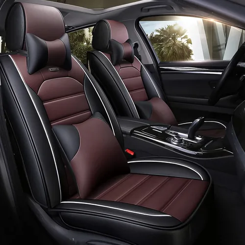 Miniatura 12 de otoez Fundas de Asiento de Coche de Piel Completas Juego Completo, 5 Asientos Fundas de Asiento de Piel Sintética para Coches, Protector de Asiento