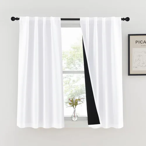 Miniatura 64 de NICETOWN Paneles de cortinas totalmente opacas para dormitorio que reducen el frío, cubiertas de ventana súper gruesas aisladas, cortinas Biscotti