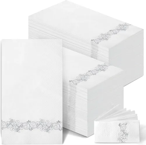 Yinder Paquete de 200 toallas de mano desechables, servilletas de baño, toallas decorativas para invitados, toallas de papel suaves y absorbentes,