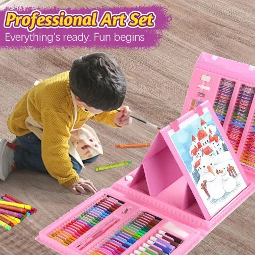 Miniatura 6 de Suministros de arte, paquete de 208 suministros de dibujo para niñas, niños, principiantes, adolescentes, kit de pintura artística, estuche