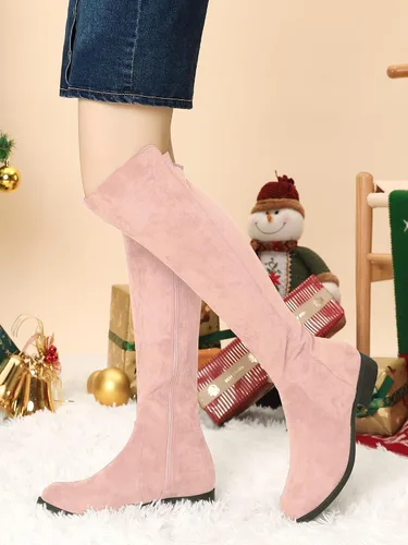 Miniatura 2 de Allegra K Botas altas hasta la rodilla con cremallera lateral para mujer