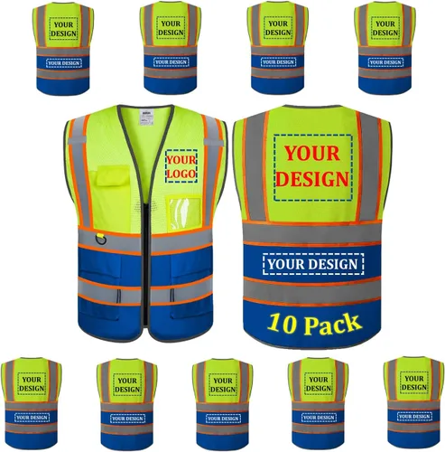 Miniatura 28 de BeautyWill Chaleco de Seguridad con Logo Personalizado Clase 2 Chaleco Reflectante de Alta Visibilidad Chaleco de Construcción Transpirable