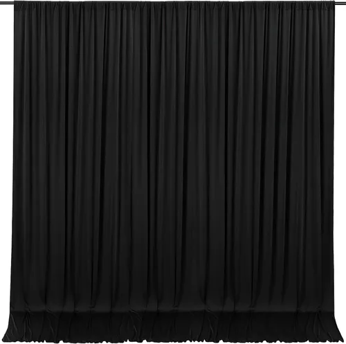 MoKoHouse Cortinas de telón de fondo negro de 10 x 8 pies, cortina negra para telón de fondo de Halloween, tela gruesa y sólida, 2 paneles de 5 x 8