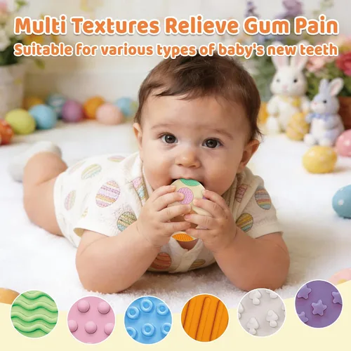 Miniatura 3 de Huevos de Pascua juguetes de dentición para bebés, rellenos esenciales de cesta de silicona para bebés, bebés y niños pequeños, regalo de relleno