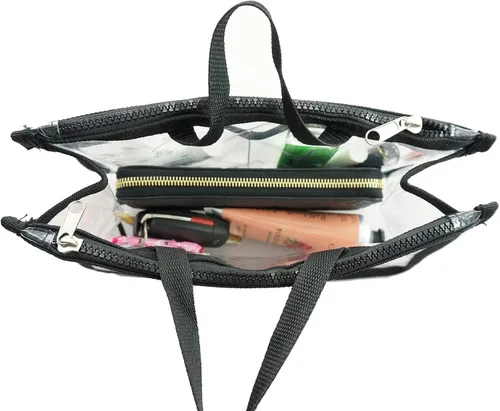 Miniatura 3 de Bolso organizador transparente, organizador de bolsos para cosméticos y artículos de aseo con asa, Negro