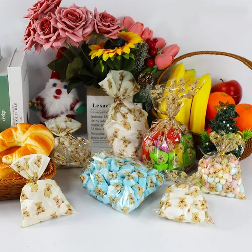 Miniatura 4 de LEOSINDA 100 bolsas de celofán de 7 x 12 pulgadas, bolsas de plástico de celofán con lazos giratorios para el día de San Valentín y cumpleaños
