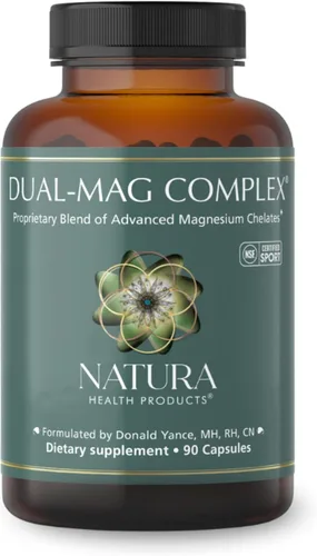 Natura Health Products Suplemento complejo Dual-Mag, promueve la salud cardiovascular, neurológica e inmunológica, con quelato tamponado con