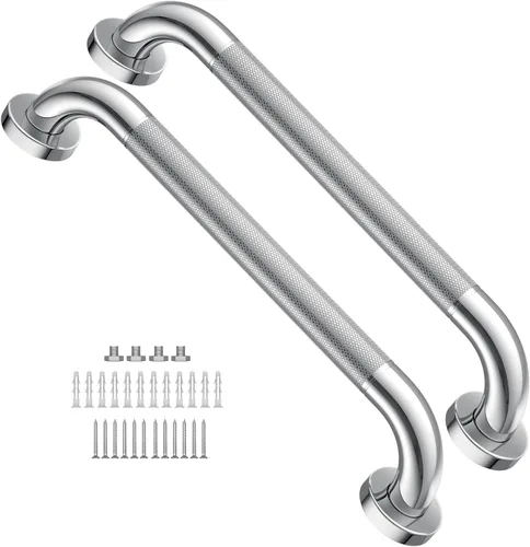 Barras de agarre de ducha de 16 pulgadas para bañeras, paquete de 2 barras de agarre de baño de acero inoxidable, riel de seguridad moleteado para