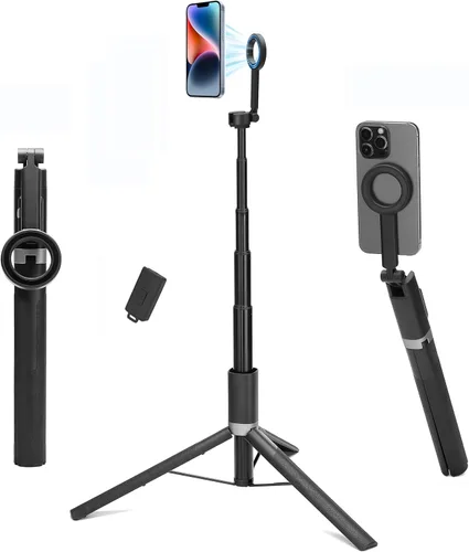 Miniatura 8 de Trípode magnético de 65 pulgadas para iPhone con control remoto, trípode magnético para teléfono celular, trípode para selfie stick con toma