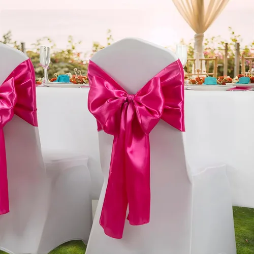 Miniatura 3 de Horbaunal Paquete de 6 caminos de satén de 12 x 72 pulgadas, brillantes y sedosos de satén para cumpleaños, bodas, fiestas, banquetes, color rosa