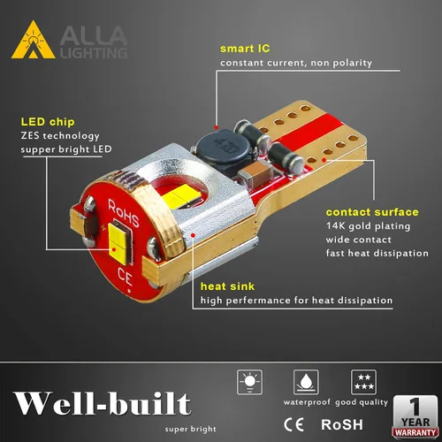Miniatura 7 de Alla Lighting Bombillas LED 168 194 T10 rojo súper brillante 175 2825 W5W 192 2821 ZS SMD 12V luces interiores para automóviles, camiones mapa